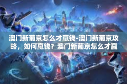 澳门新葡京怎么才赢钱-澳门新葡京攻略，如何赢钱？澳门新葡京怎么才赢钱