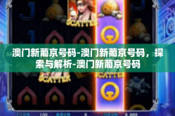 澳门新葡京号码-澳门新葡京号码，探索与解析-澳门新葡京号码